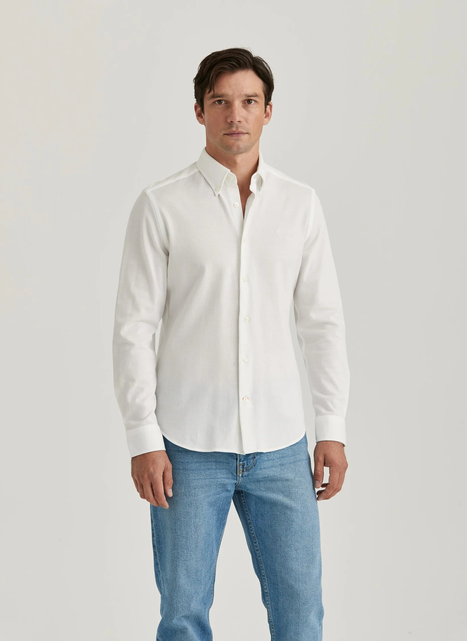 Eddie Pique Shirt, Slim fit, White