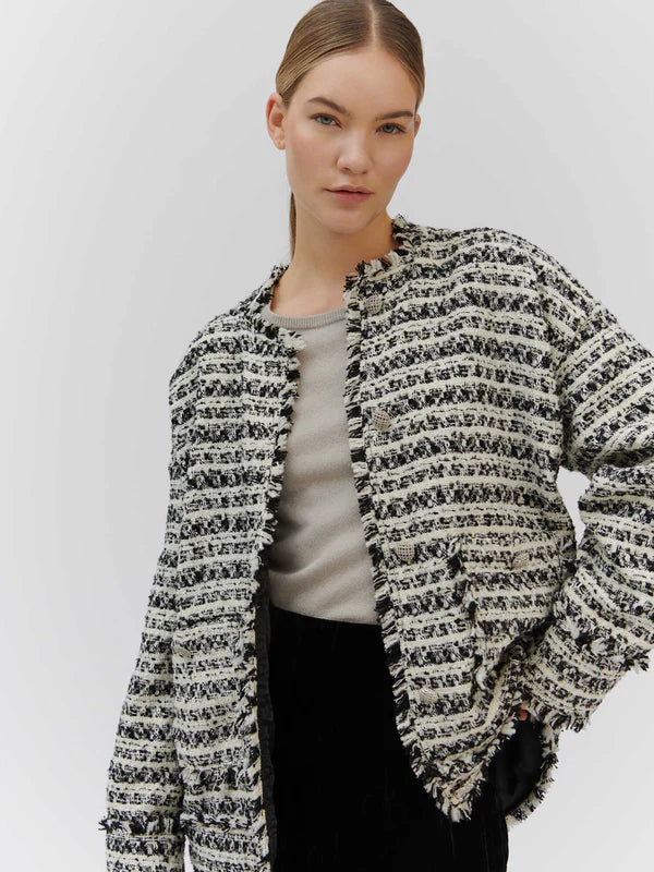 Bouclé Blazer, Ivory Boucle Check