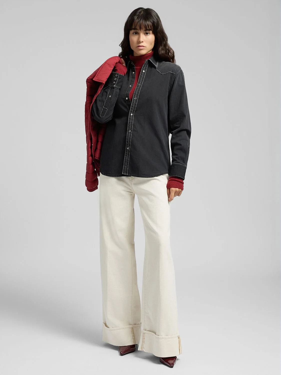 DENIM WESTERN SHIRT, BLACK