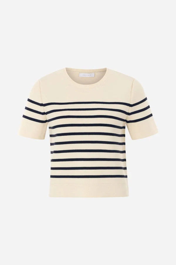Striped Knit T-shirt, Pearl White