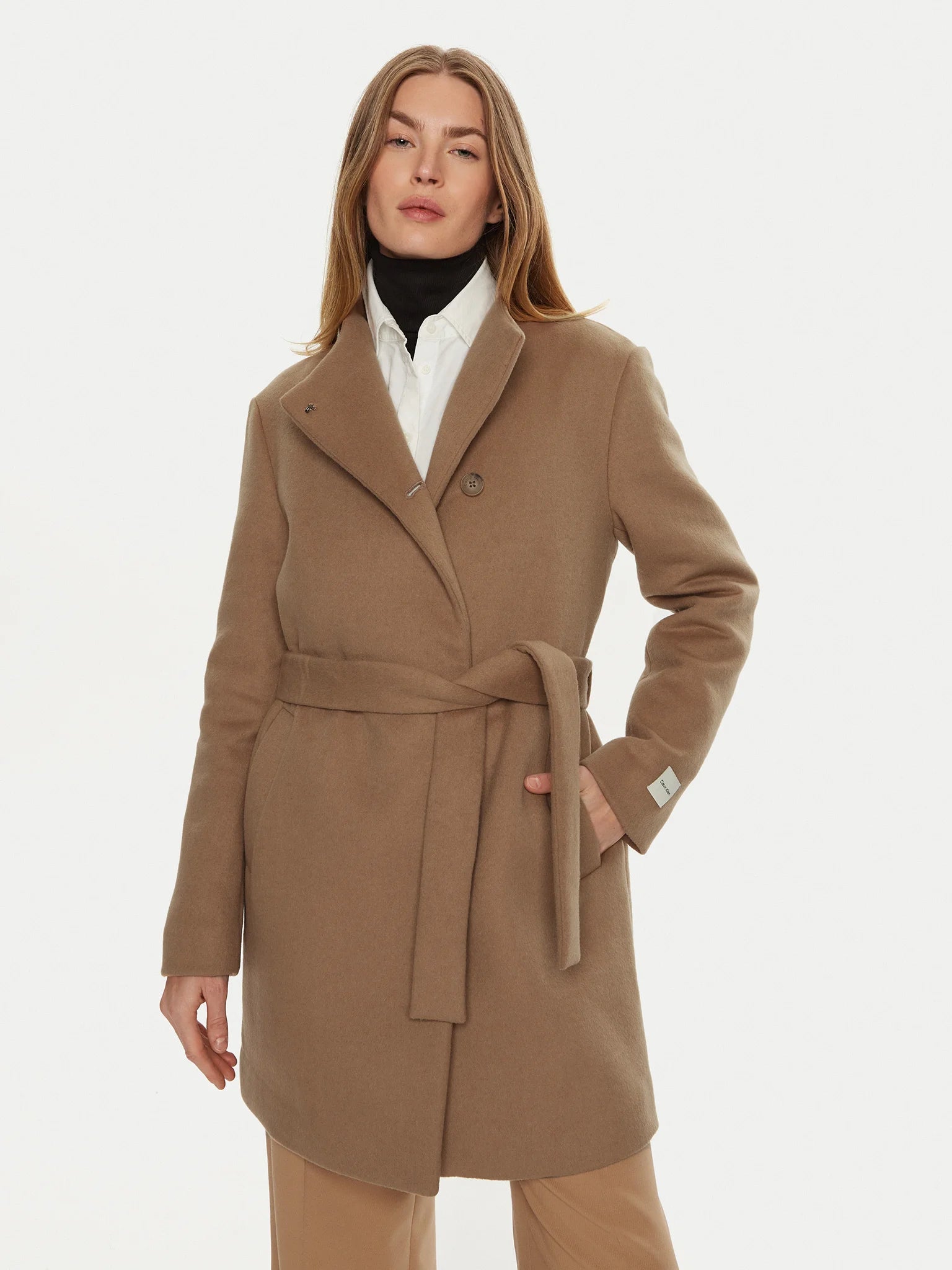 Wool Funnel Neck Coat, Amphora