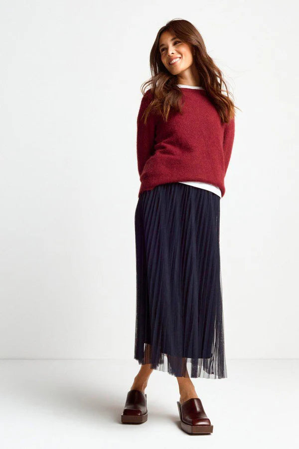 Tulle Plissee Skirt, Midnight Blue