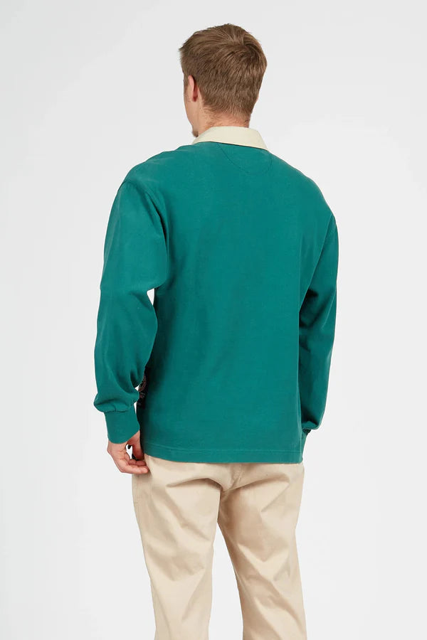 MAN POLO L/S JERSEY RUGBY PEAC, POSY GREEN