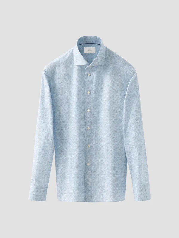 GEOMETRIC SIGNATURE TWILL SHIRT, SLIM FIT, LIGHT BLUE