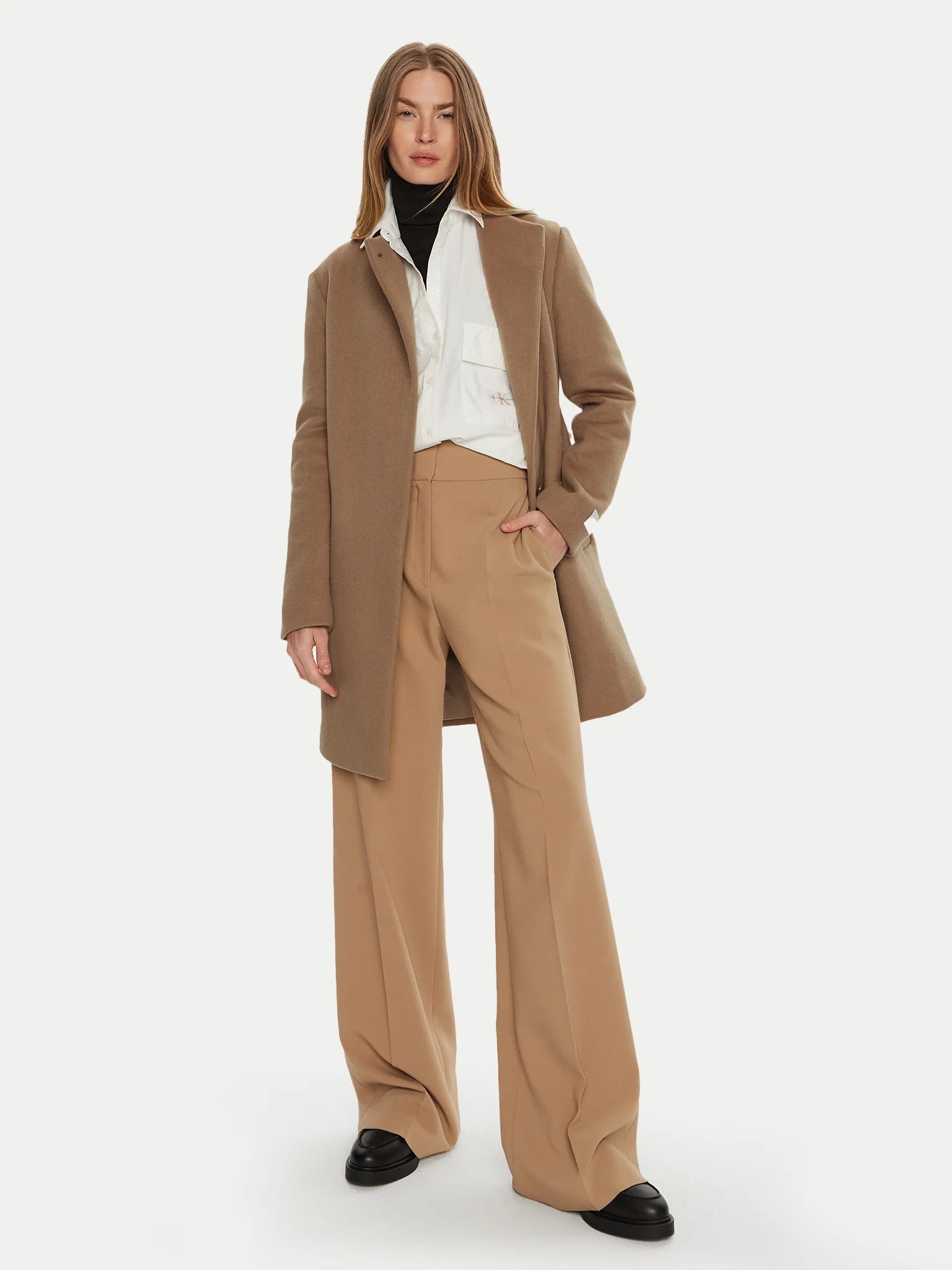 Wool Funnel Neck Coat, Amphora