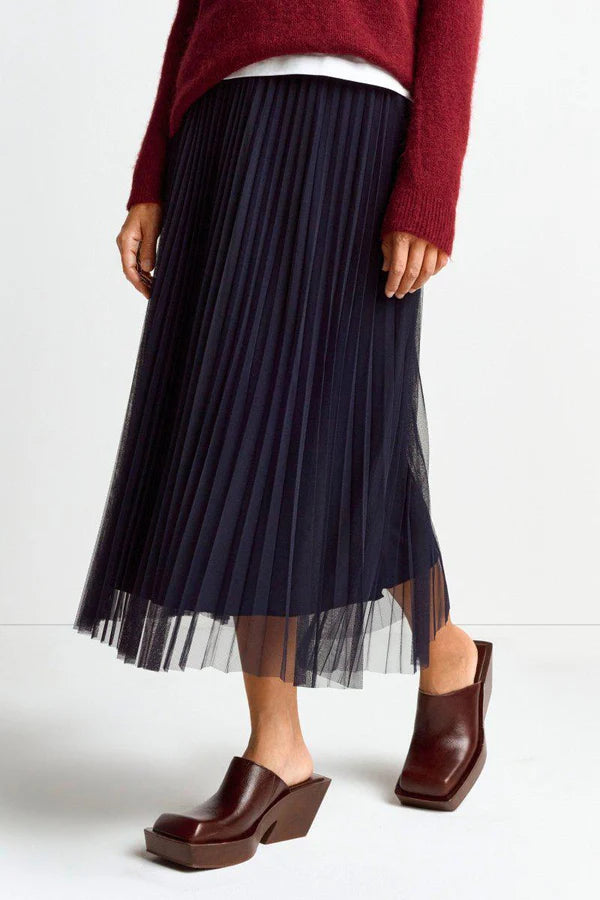 Tulle Plissee Skirt, Midnight Blue