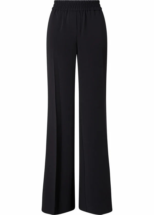 STRUCTURE TWILL ELASTIC PANTS, BLACK