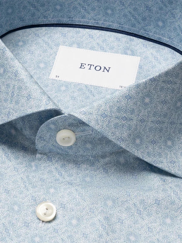 GEOMETRIC SIGNATURE TWILL SHIRT, SLIM FIT, LIGHT BLUE