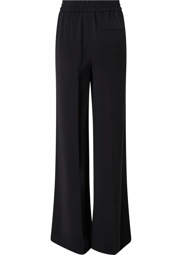 STRUCTURE TWILL ELASTIC PANTS, BLACK