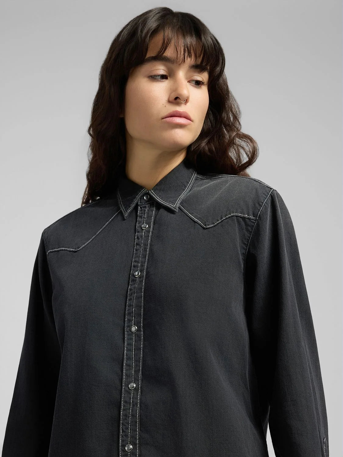 DENIM WESTERN SHIRT, BLACK
