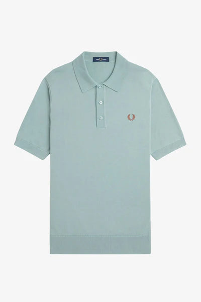 COTTON KNITTED POLO, SILVER BLUE