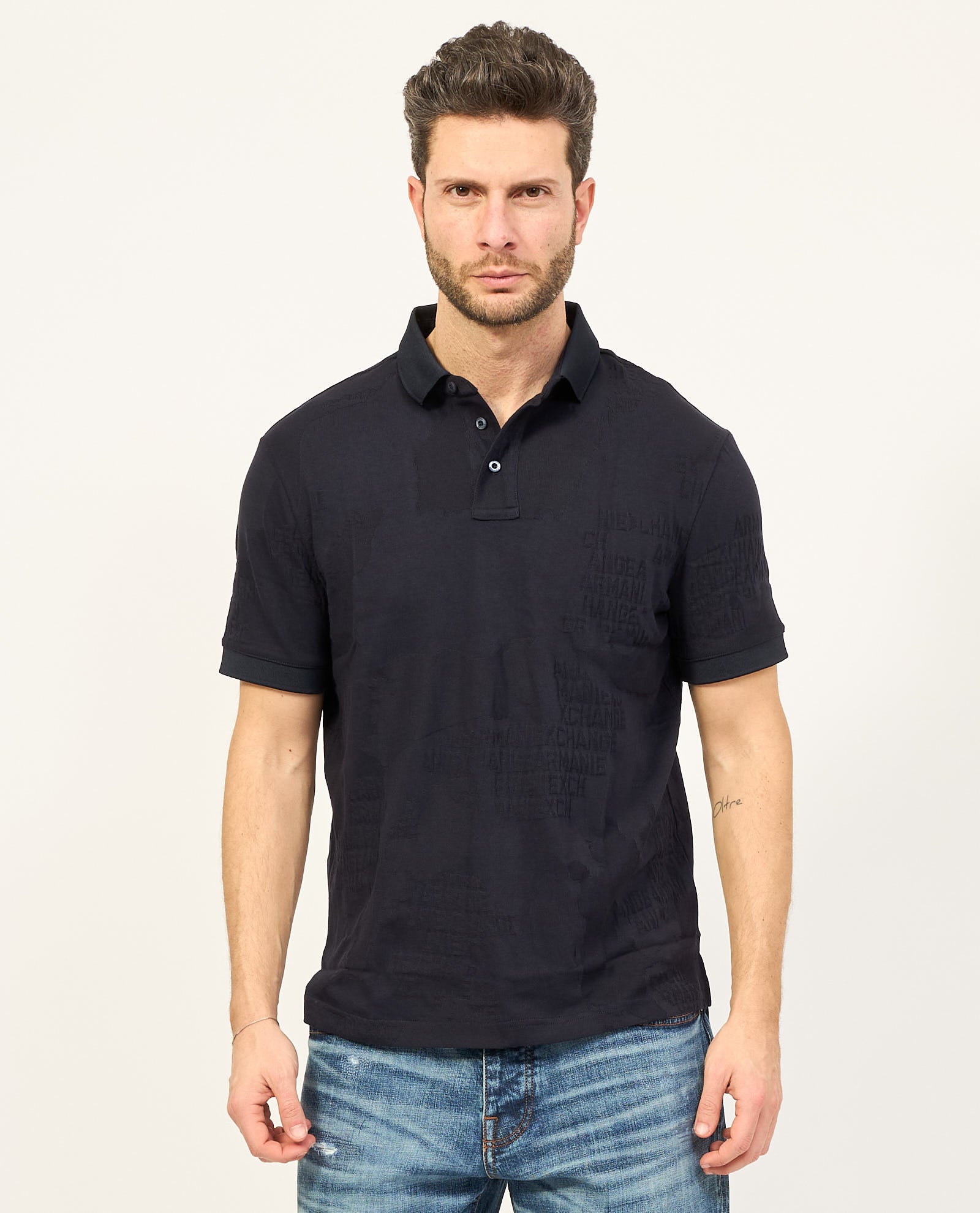 Man Jersey Polo Shirt, Deep Navy AO Camo
