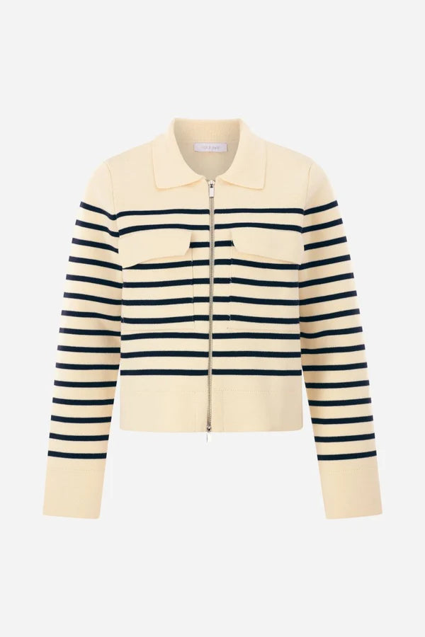 Striped Knit Jacket, Pearl White