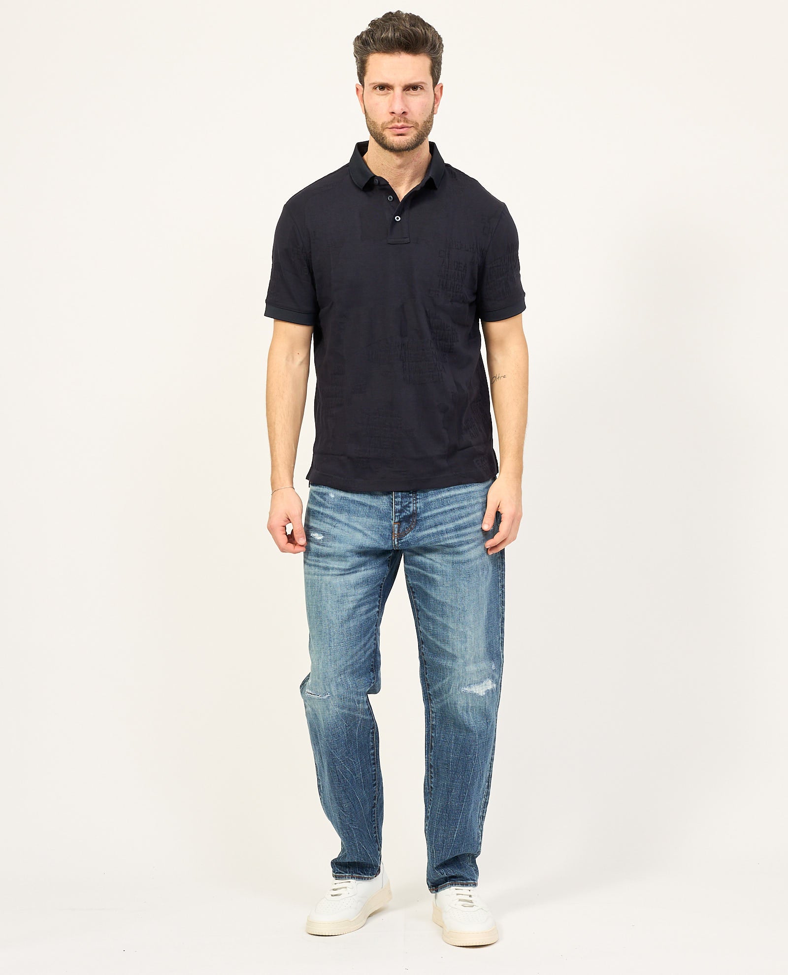 Man Jersey Polo Shirt, Deep Navy AO Camo