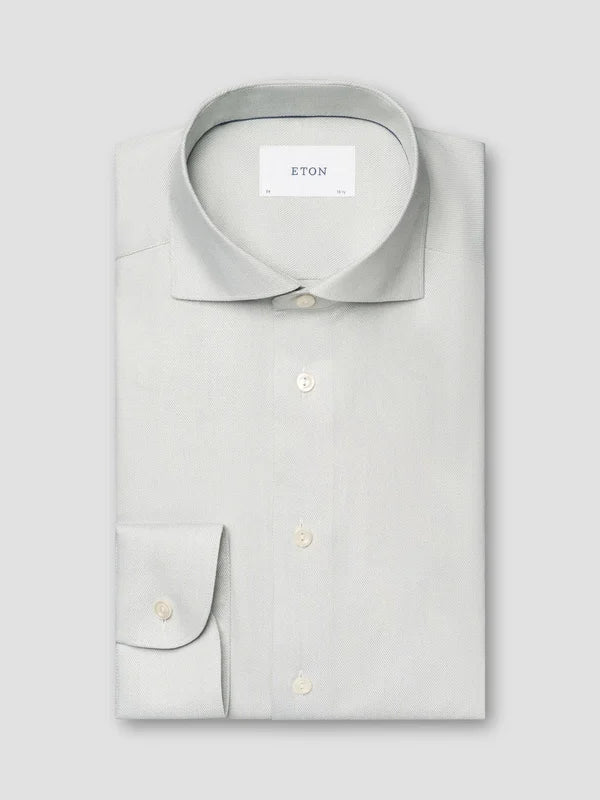 SEMI SOLID FINE TWILL SHIRT, CONTEMP, LIGHT GREEN MELANGE