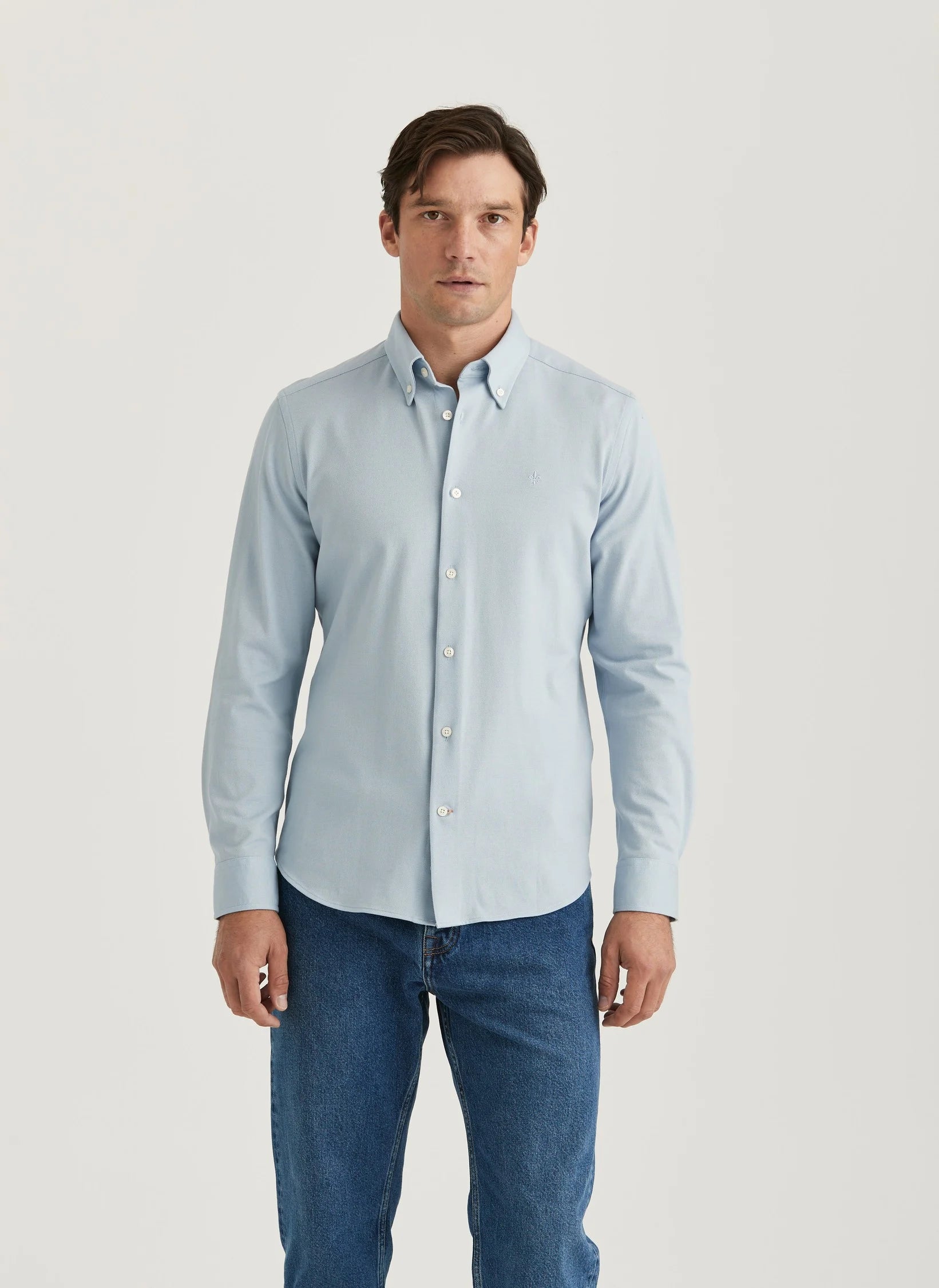 Eddie Pique Shirt, Slim fit, Light blue