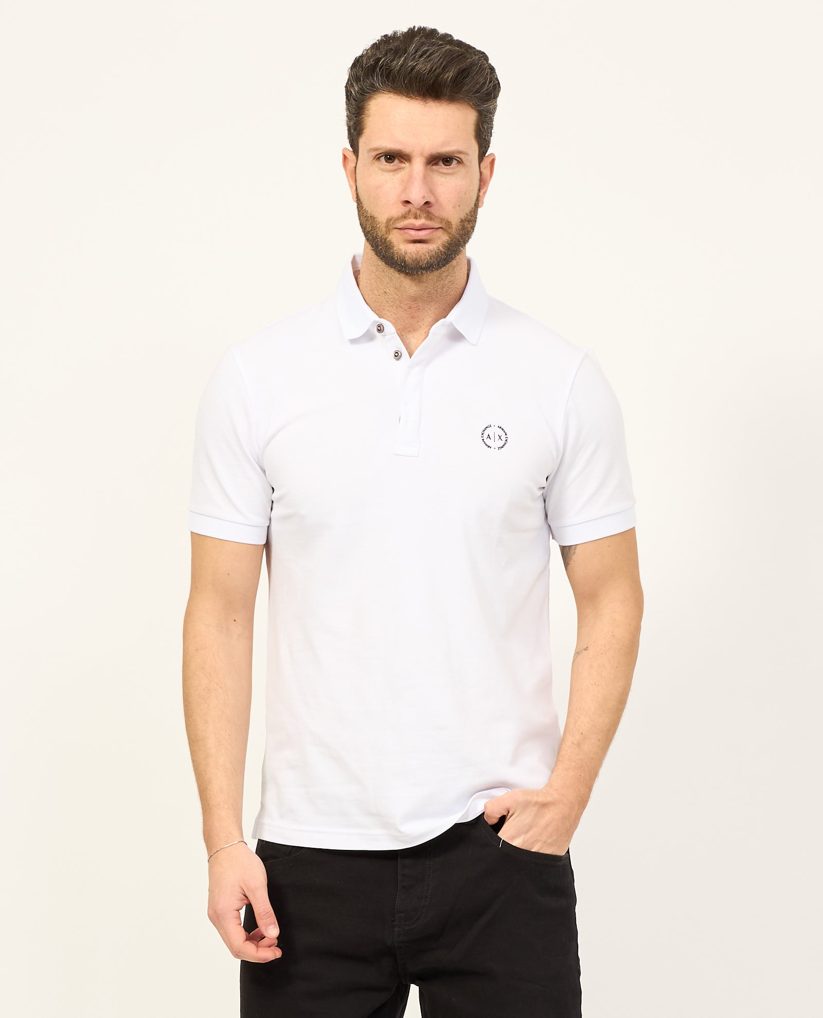 Man Jersey Polo Shirt, White