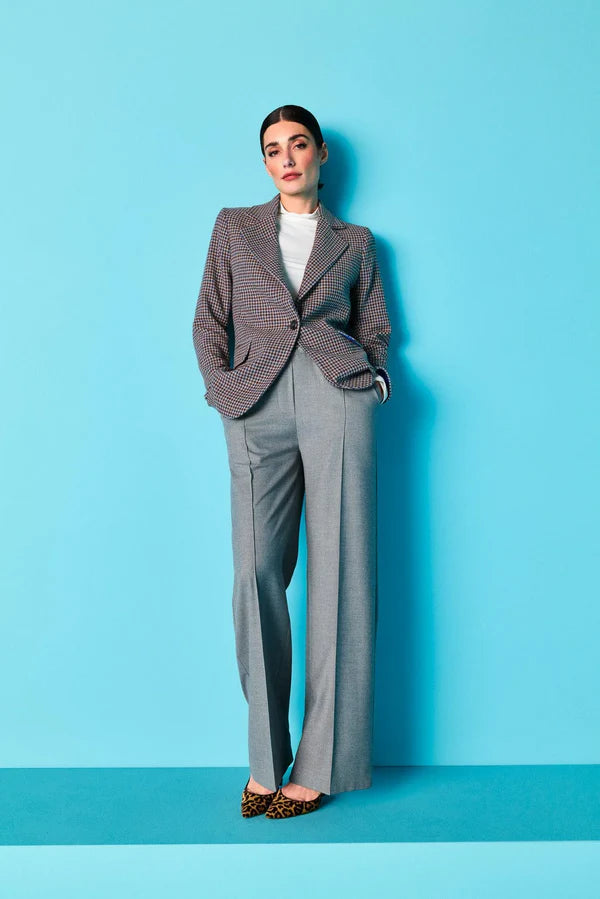 SUITING WIDE LEG PANTS ECOVERO, ANTHRACIT