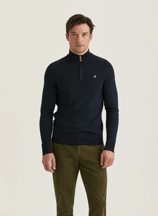 MERINO JOHN ZIP KNIT, NAVY