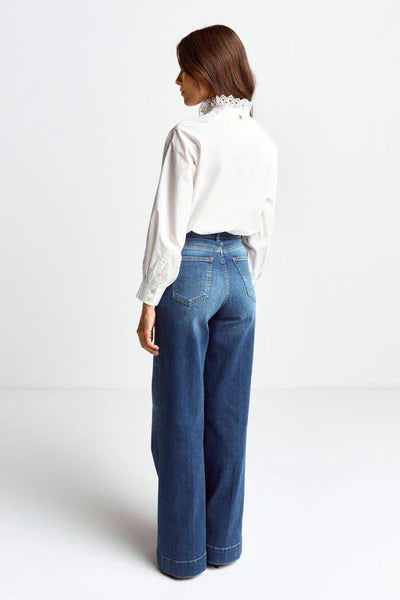 Blouse w/ Embroidery Organic, White