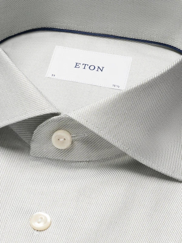 SEMI SOLID FINE TWILL SHIRT, CONTEMP, LIGHT GREEN MELANGE