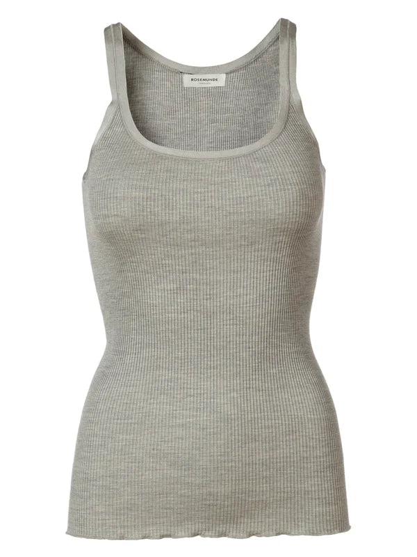 SILK TOP W/ELASTIC BAND, LIGHT GREY MELANGE
