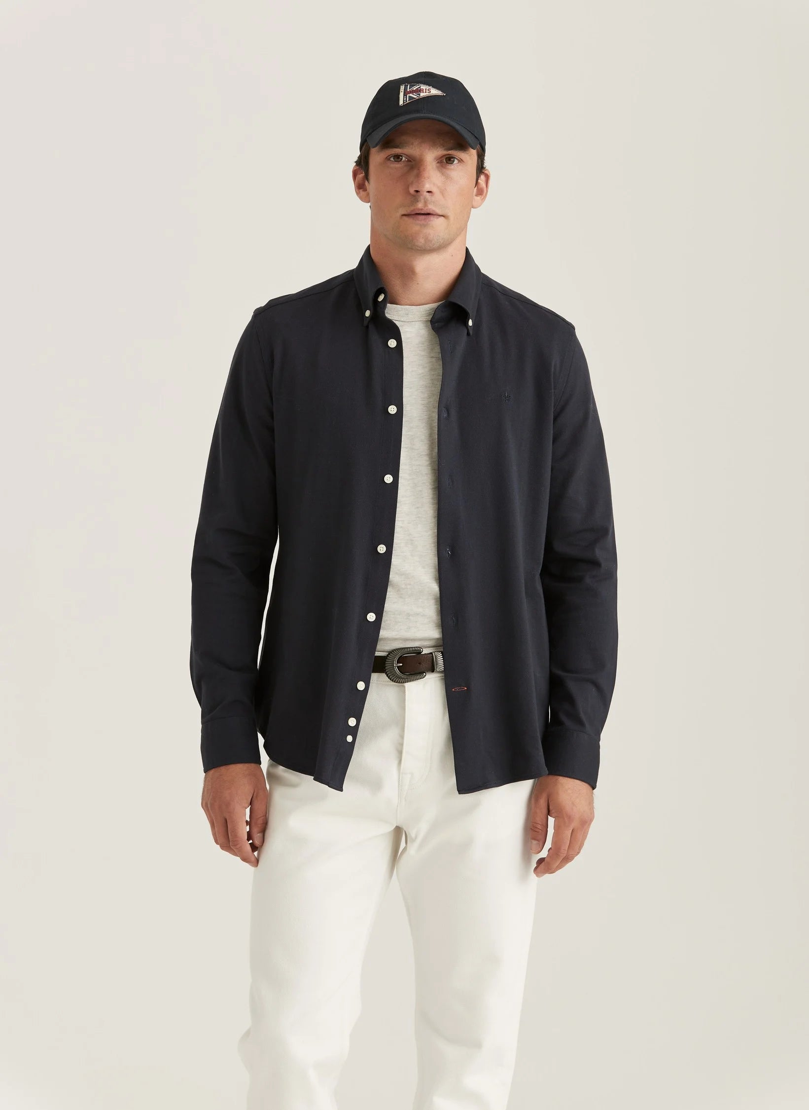 Eddie Pique Shirt, Slim fit, Old Blue