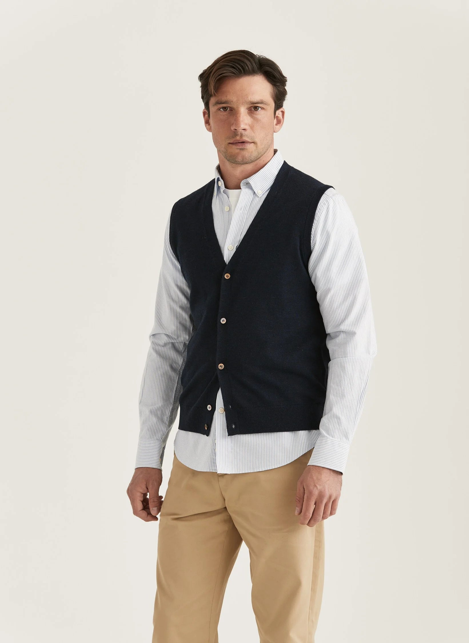 Merino Slipover Vest, Navy