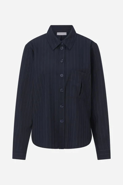 PINSTRIPE SHIRT, MIDNIGHT BLUE