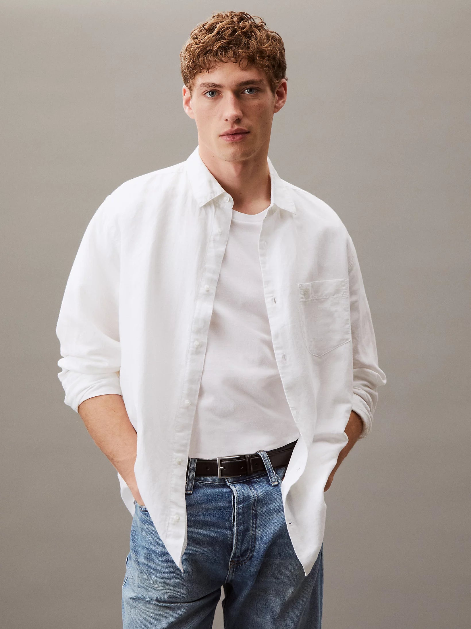 Linen Cotton Regular LS Shirt, Brilliant White