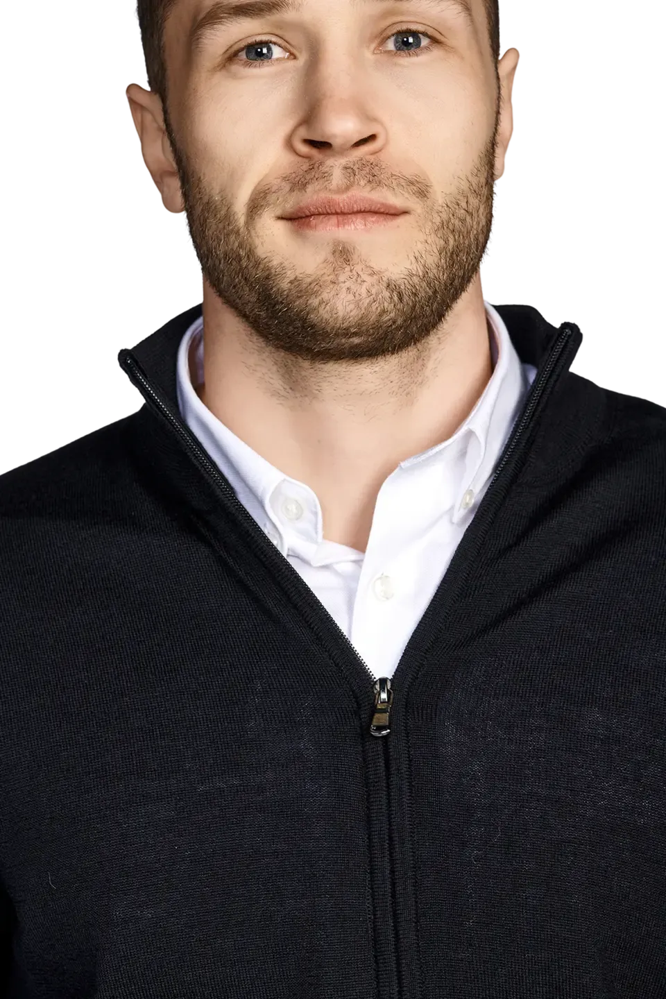 PADOVA FULLZIP KNITTED CARDIGAN, BLACK