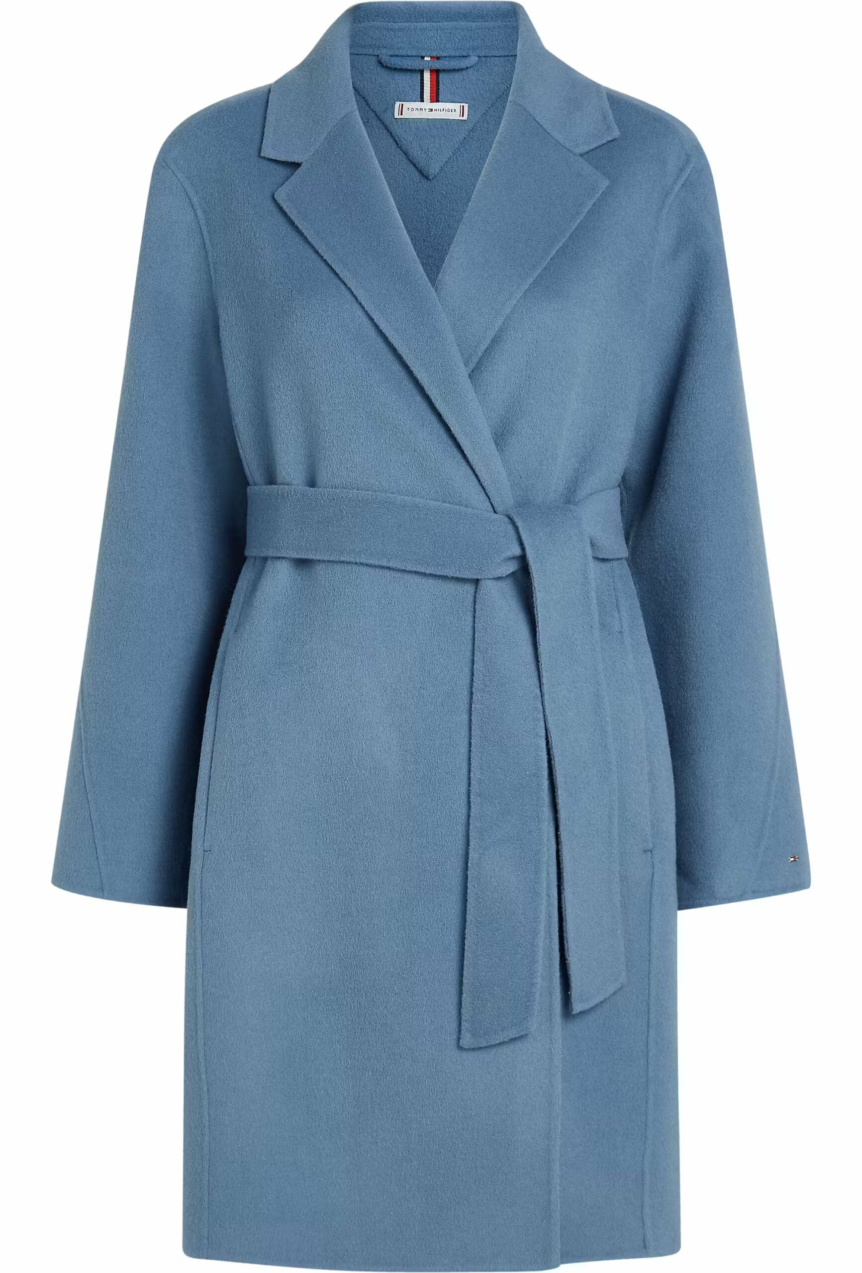Reg DF Wool Belted Coat, Flint Blue
