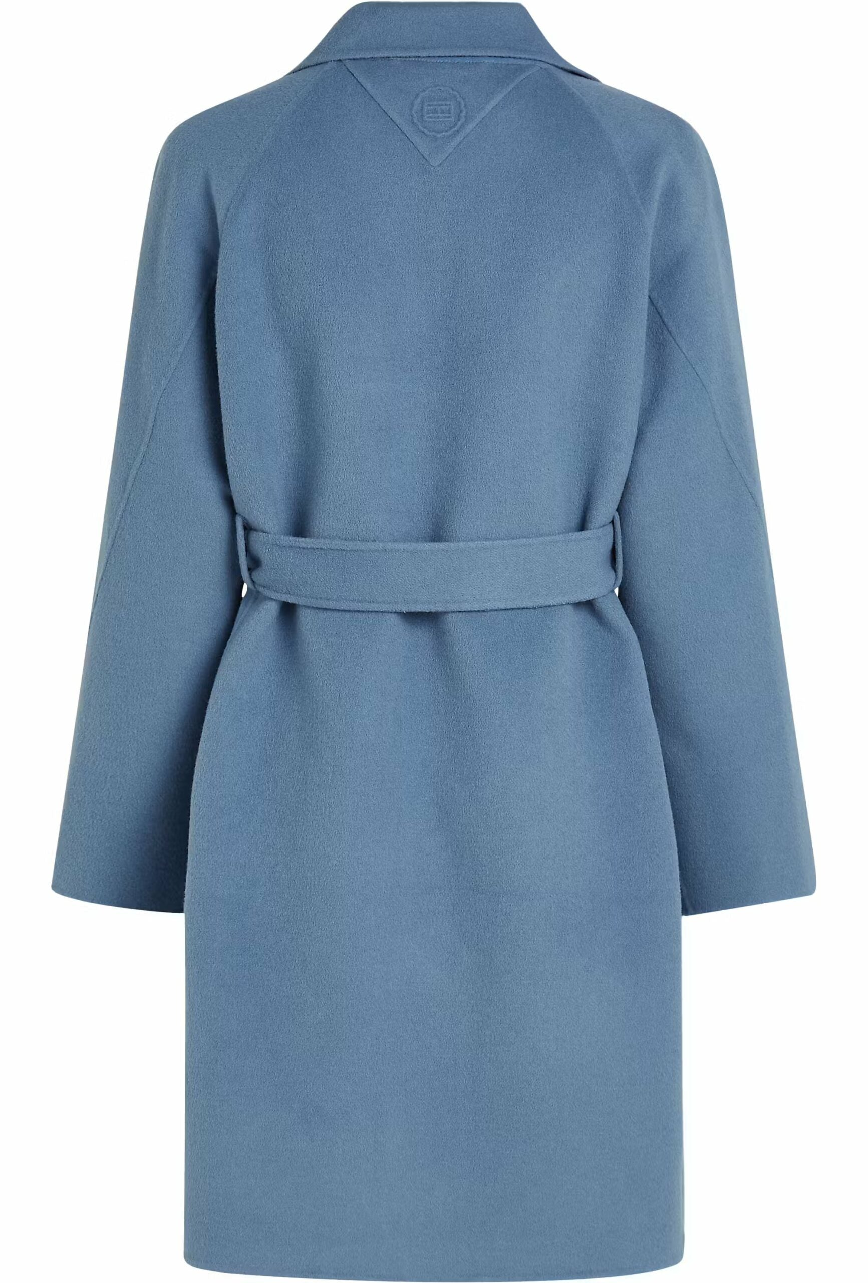 Reg DF Wool Belted Coat, Flint Blue