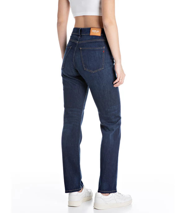MAIJKE STRAIGHT HIGH RISE JEANS, DARK BLUE