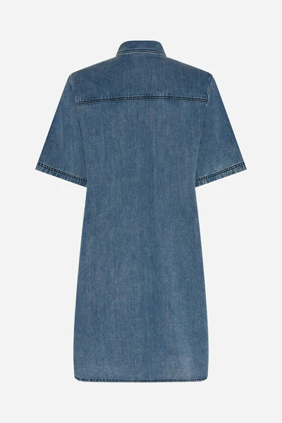 PLATIE ZIGATA DRESS, BLUE DENIM