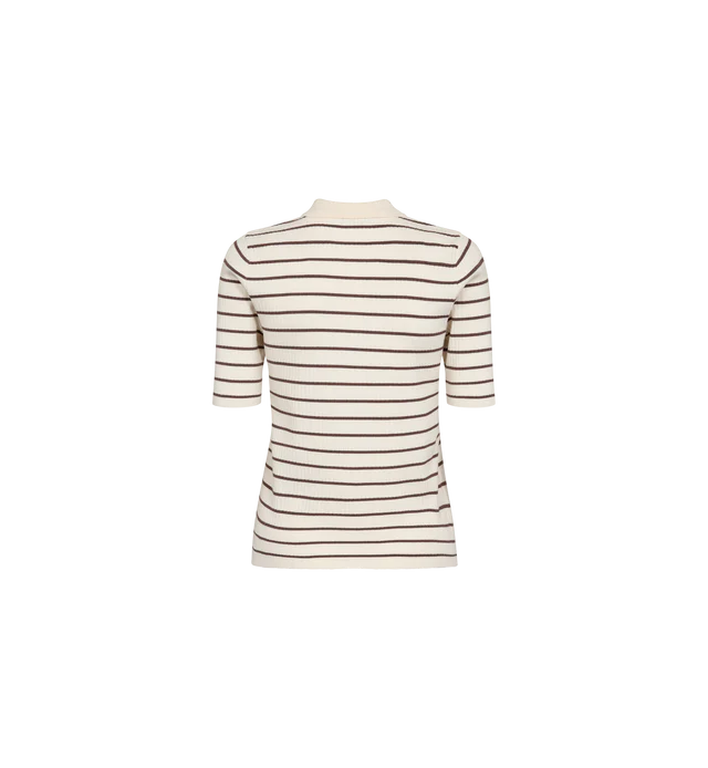 CALIZ STRIPE SS KNIT POLO, COFFEE QUARTZ