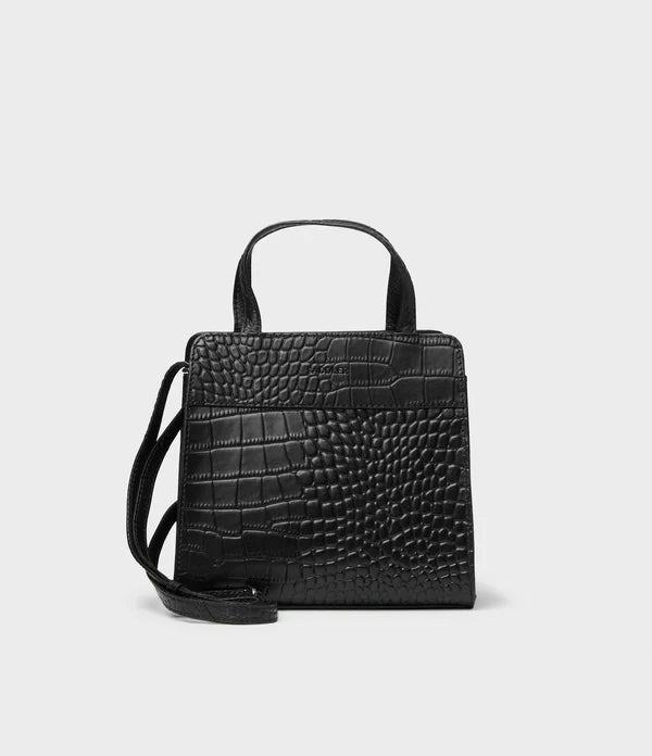 MIA SHOULDER BAG, BLACK CROC