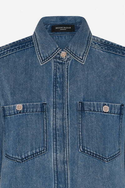 PLATIE ZIGATA DRESS, BLUE DENIM