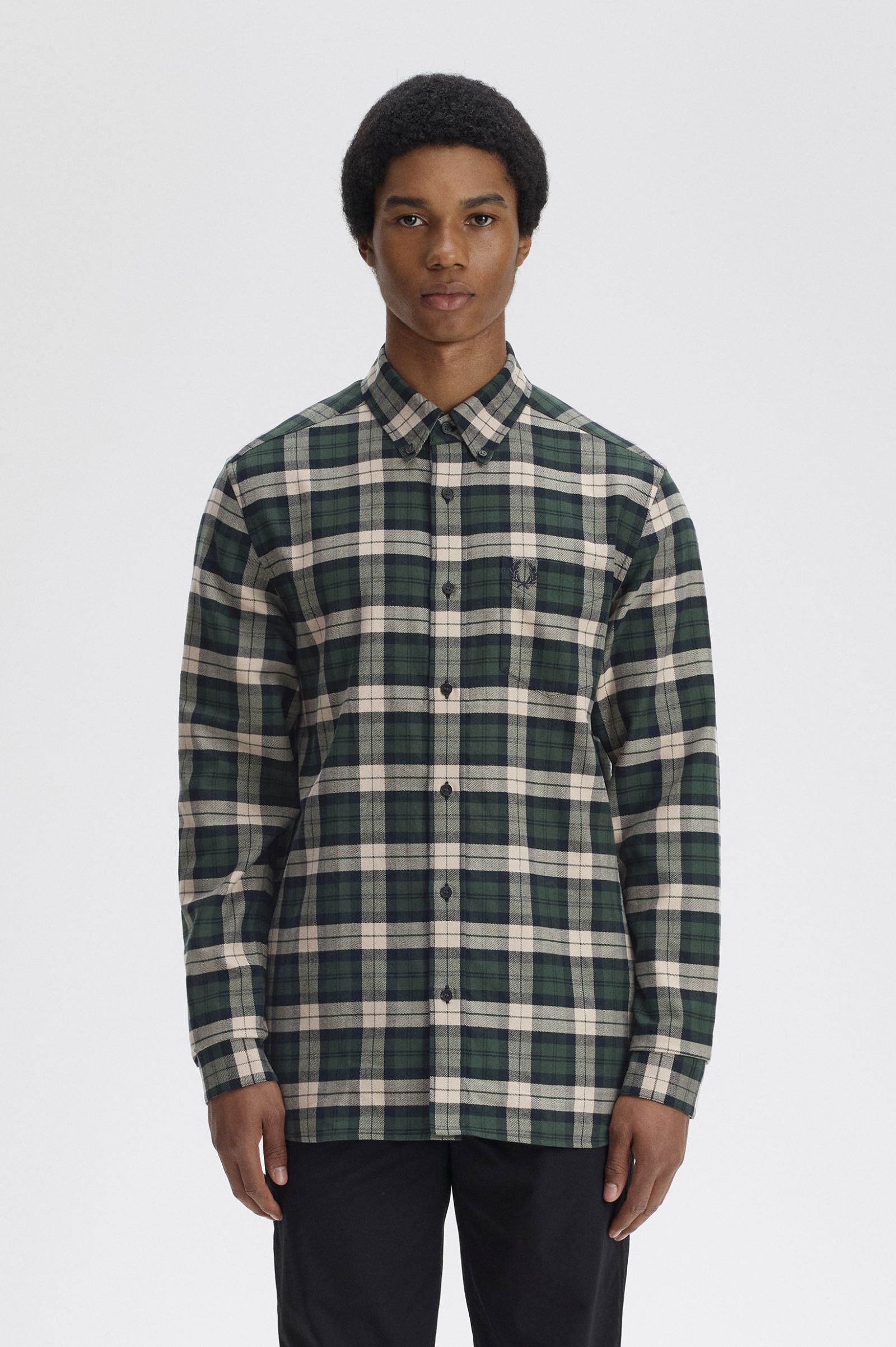 BRUSHED TWILL TARTAN SHIRT, COURT GREEN