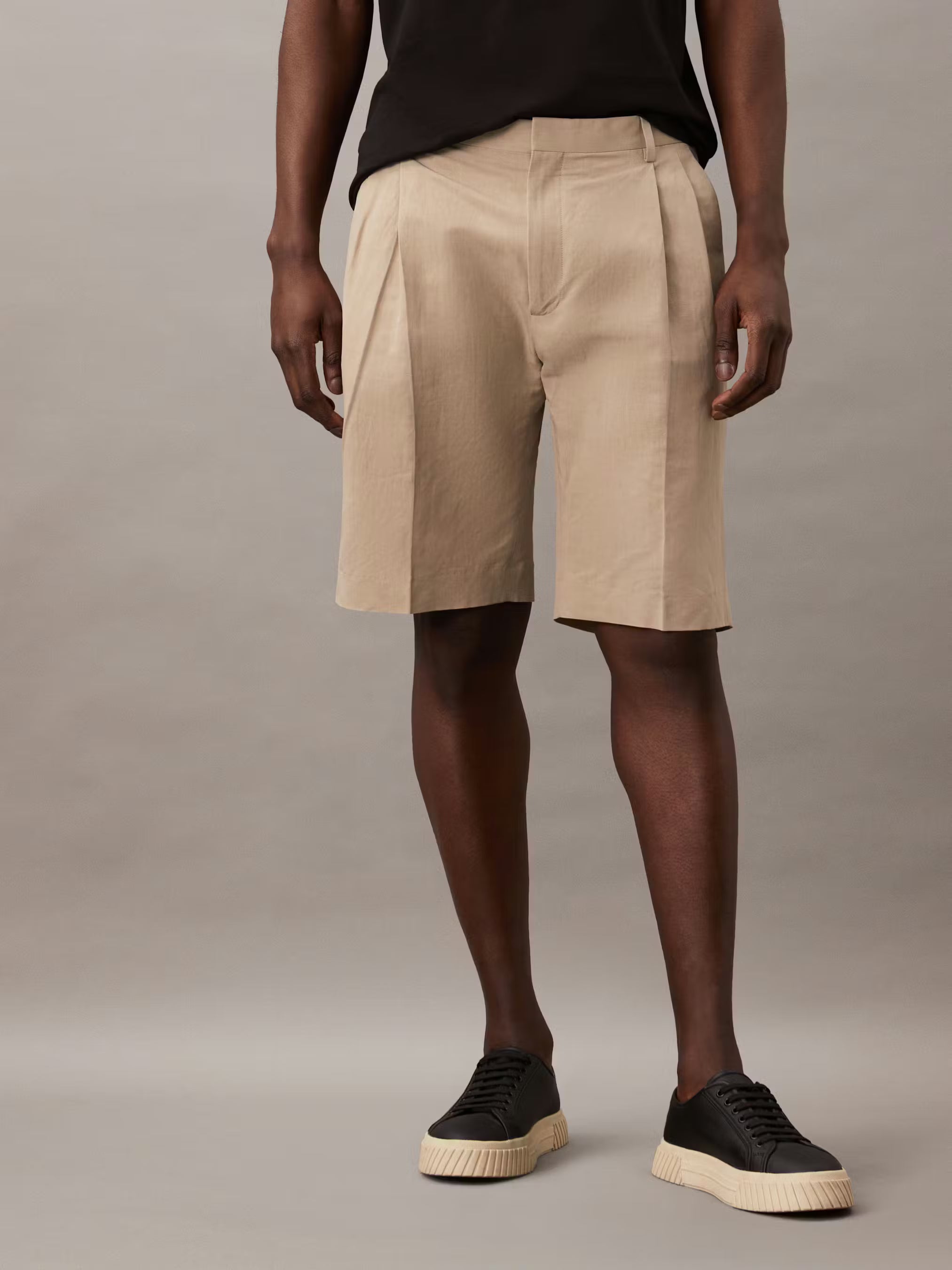 LINEN LYOCELL COTTON SHORTS, FRESH CLAY