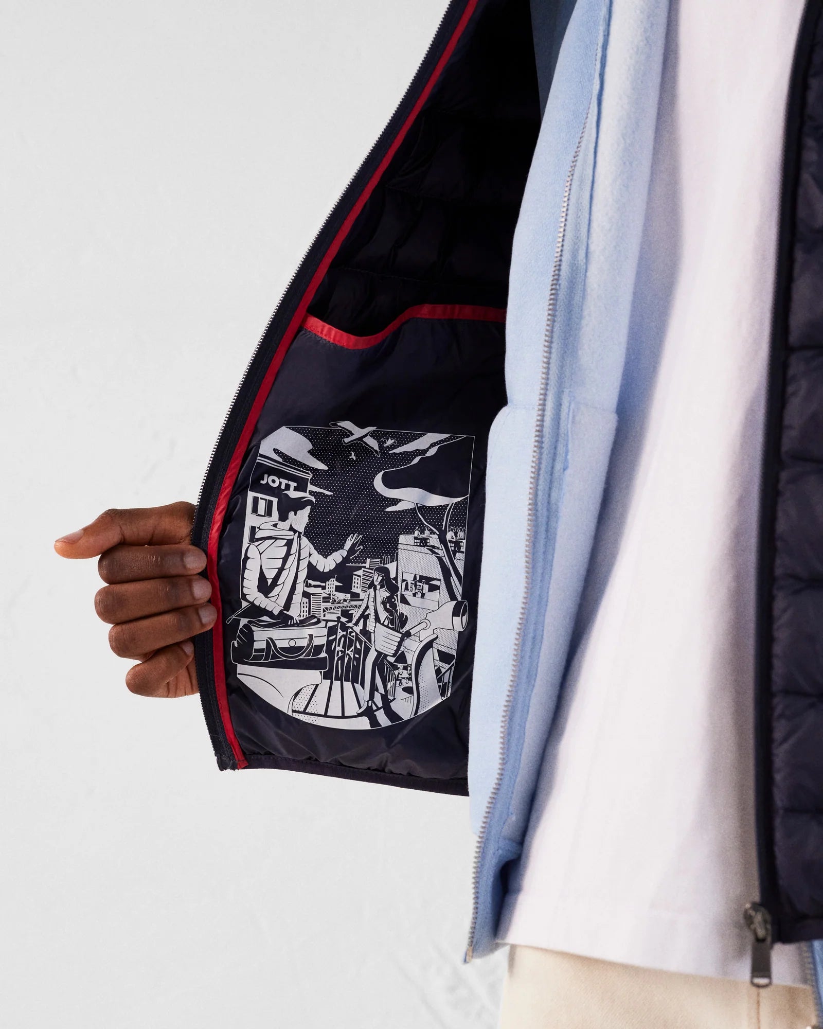 LIGHTWEIGHT DOWN JACKET MAT, NAVY