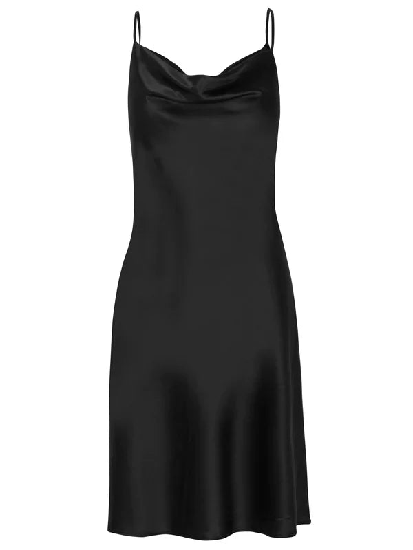 SILK DRESS, BLACK