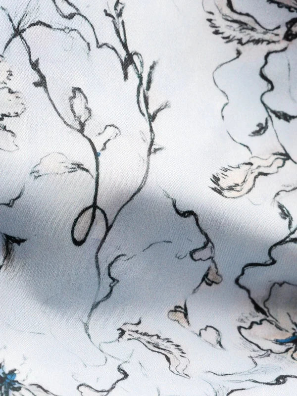 FLORAL SIGNATURE TWILL SHIRT, SLIM, LIGHT BLUE