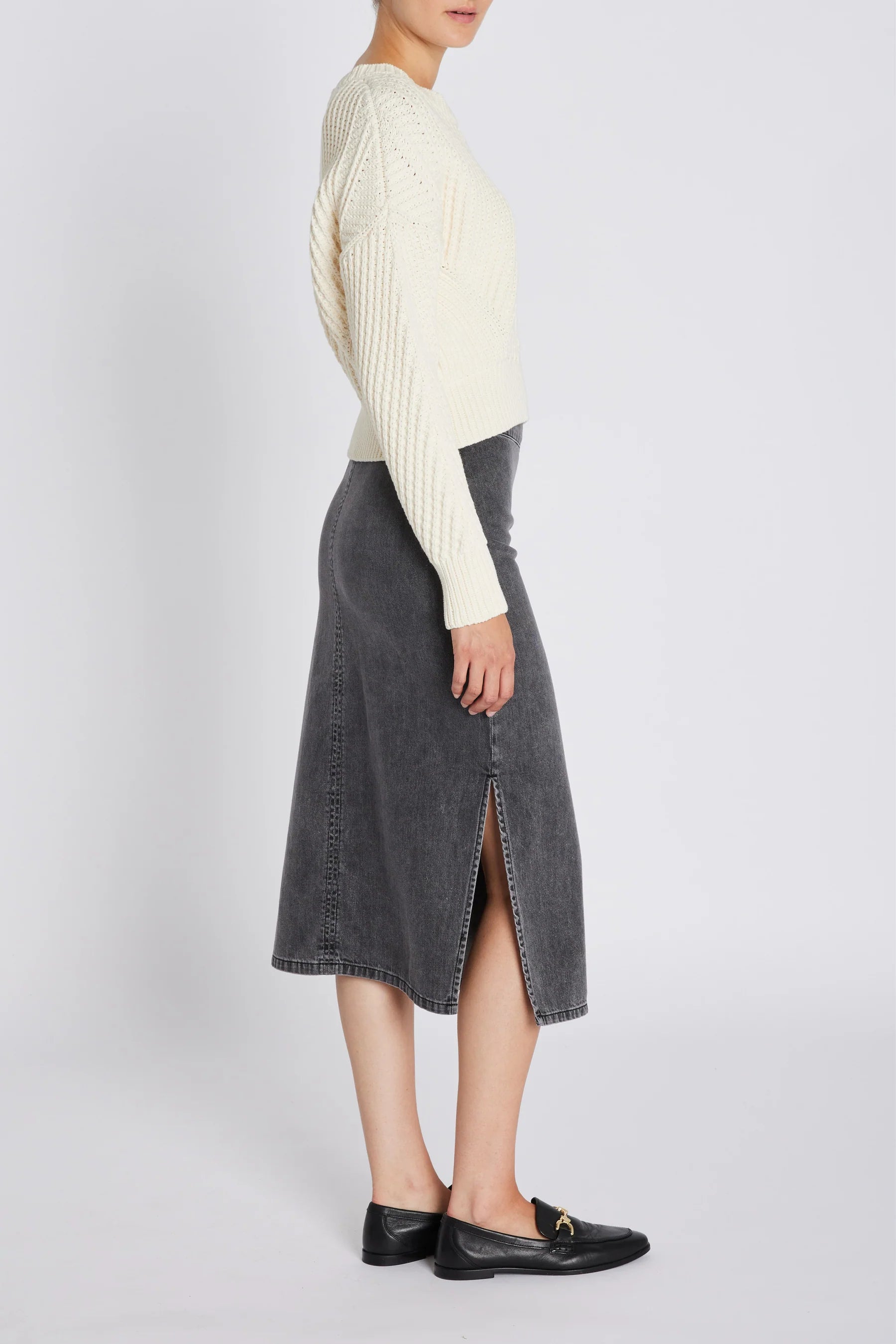 PLATIE EMMI SKIRT, GREY DENIM