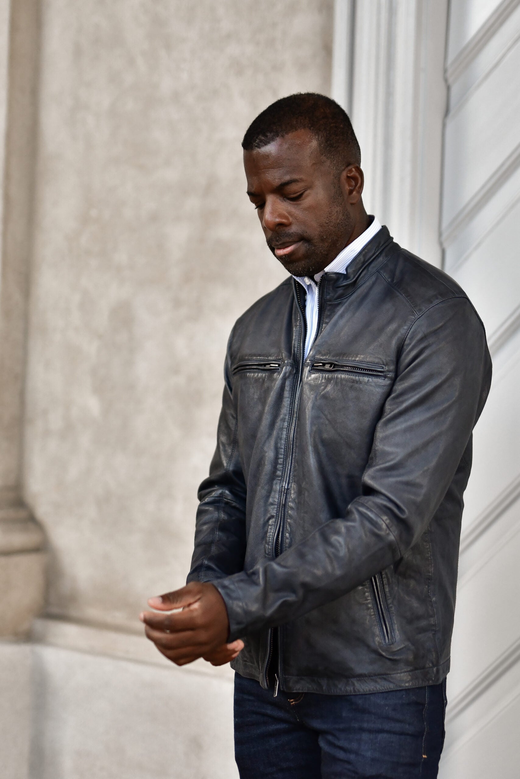 PeluPelu Leather Jacket, Navy