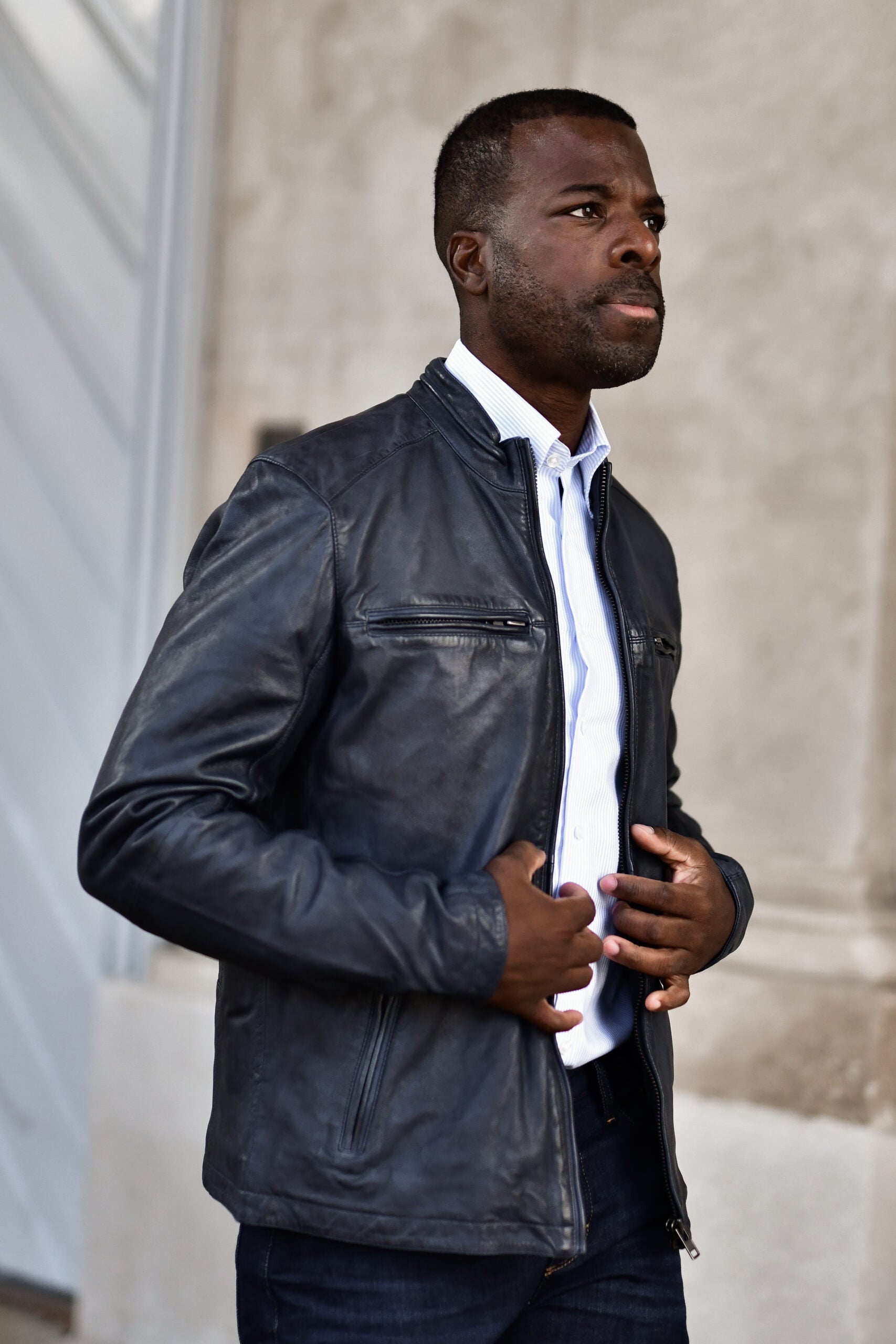 PeluPelu Leather Jacket, Navy