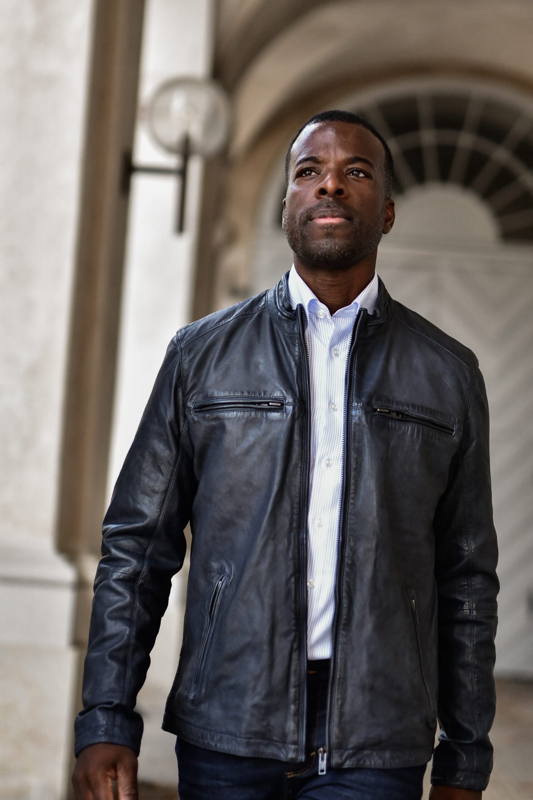 PeluPelu Leather Jacket, Navy