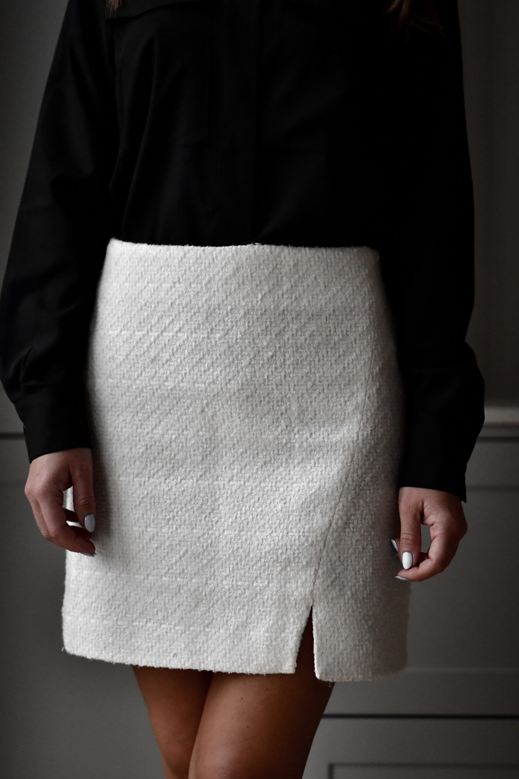 Tweed skirt, white
