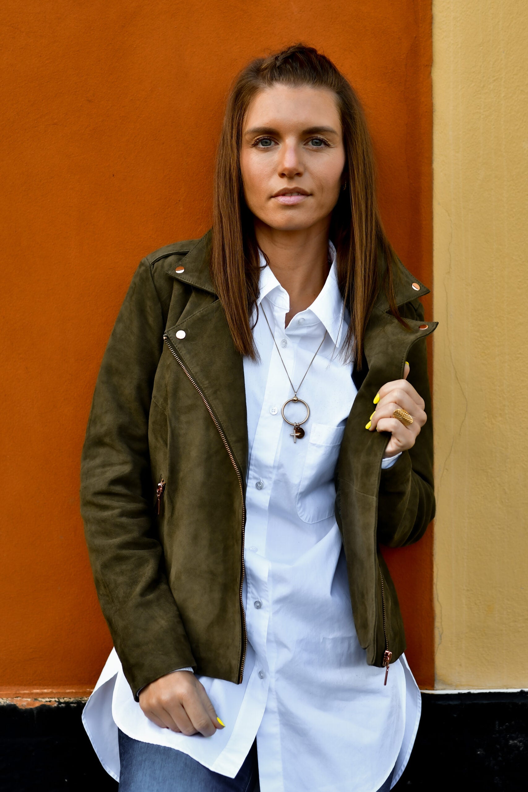 MC biker jakke, army green