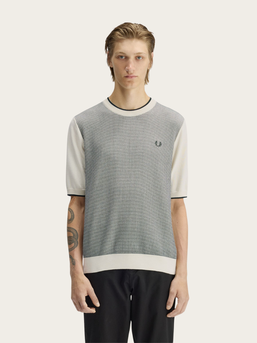 TONIC WAFFLE KNITTED T-SHIRT, ECRU